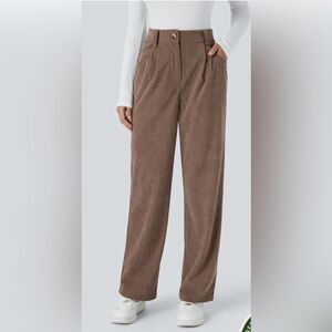 HALARA Corduroy Straight Leg Pants - Brown
